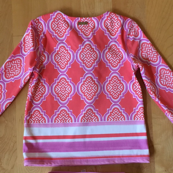 CABANA LIFE | Coral Geo 2-Piece Girls Rashguard Swimsuit - Picture 13 of 16